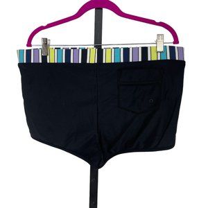 NWT Swim by Cacique Womens Boy Shorts Briefs 18 Plus Black & Striped Multicolor